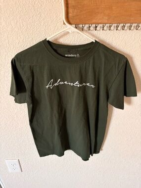 Wonderly 'Adventurer' Crewneck T-Shirt - Dark Green with White Script